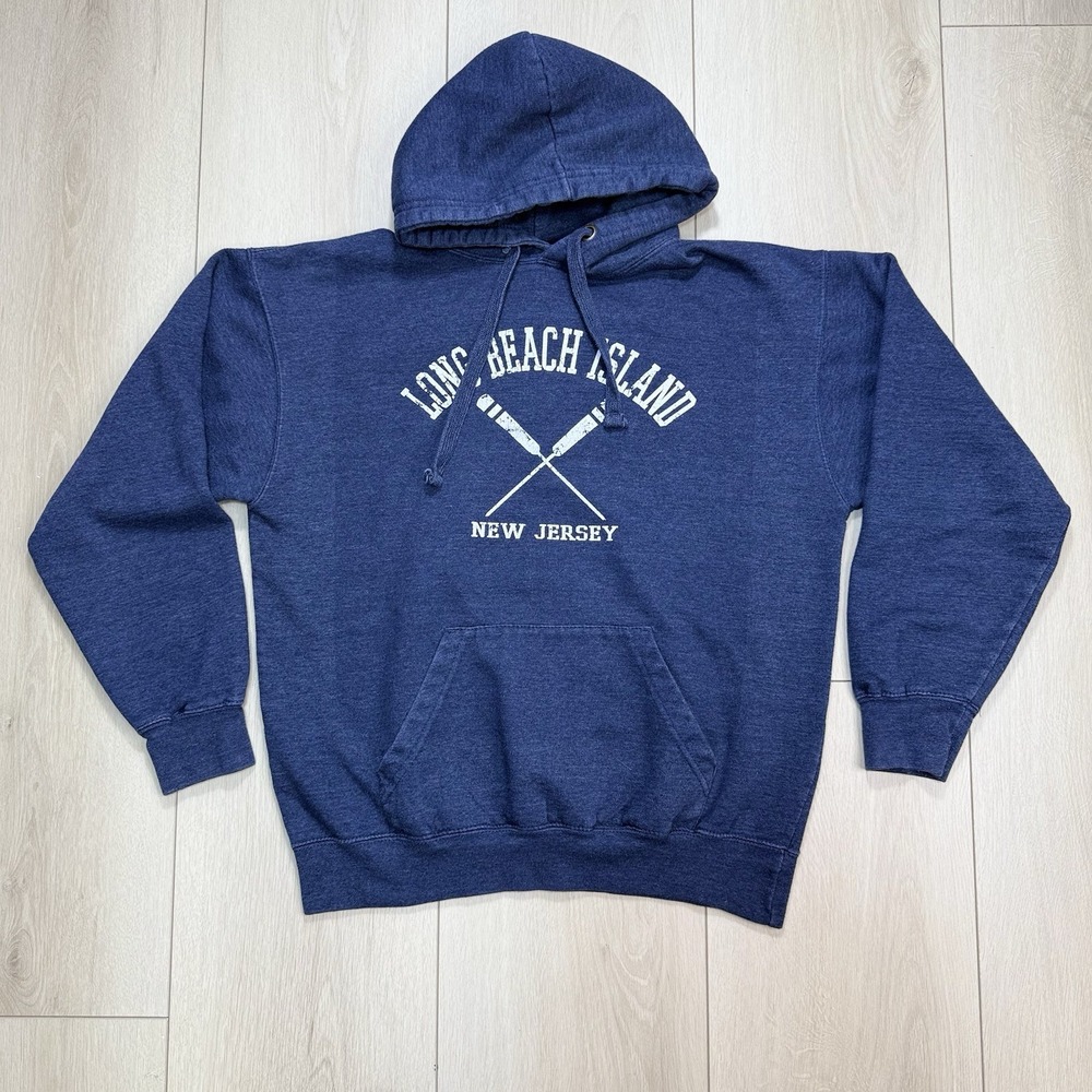 Pacific‎ & Co Long Beach Island NJ Hoodie Medium Blue Rowing Oars Pullover